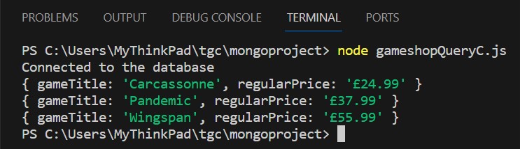 Terminal results, with only game title and price showing.