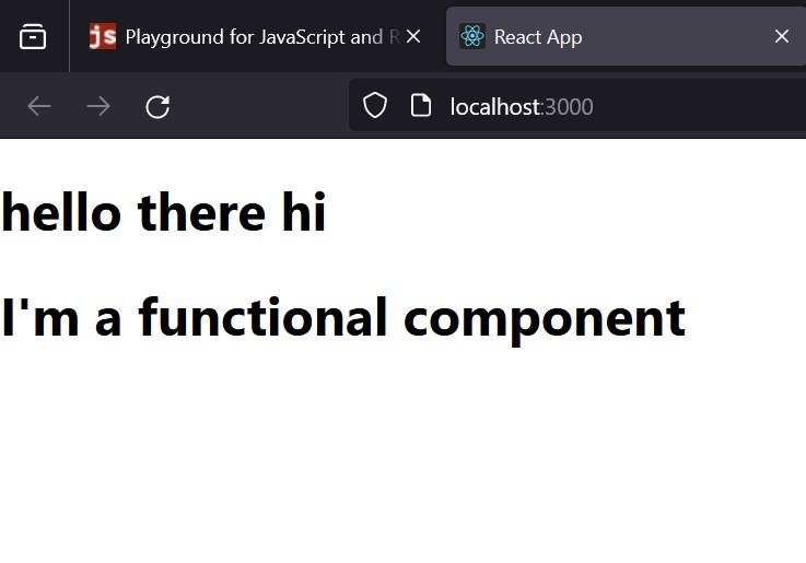 The React code I wrote showing on the connected web page.