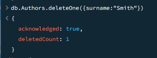 Using delete to remove information in a MongoDB database.