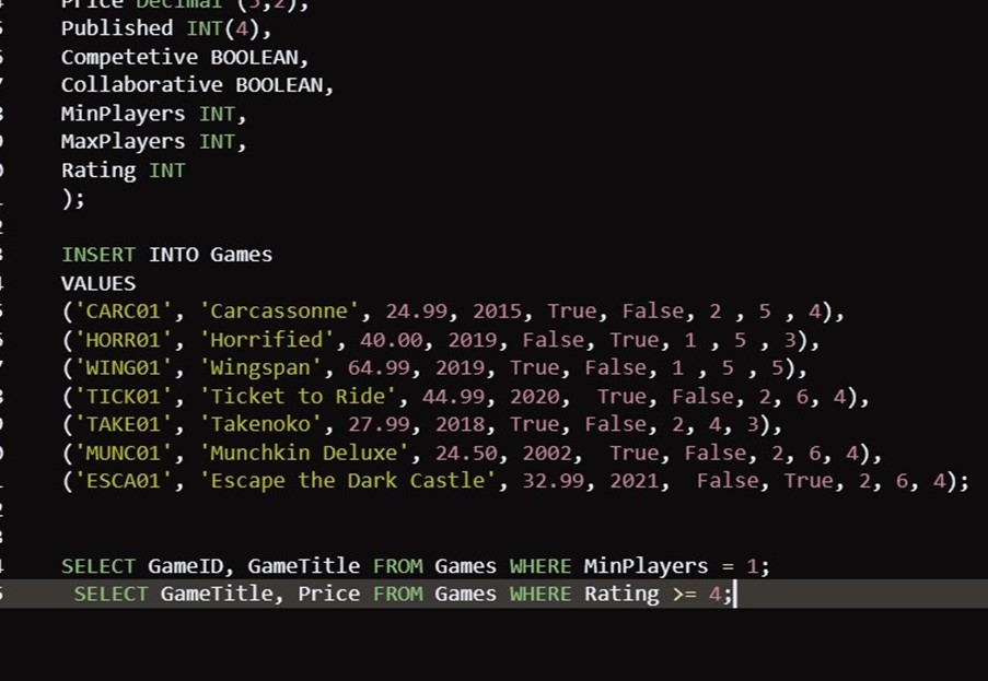 SELECT AND WHERE SQL on JDoodle.