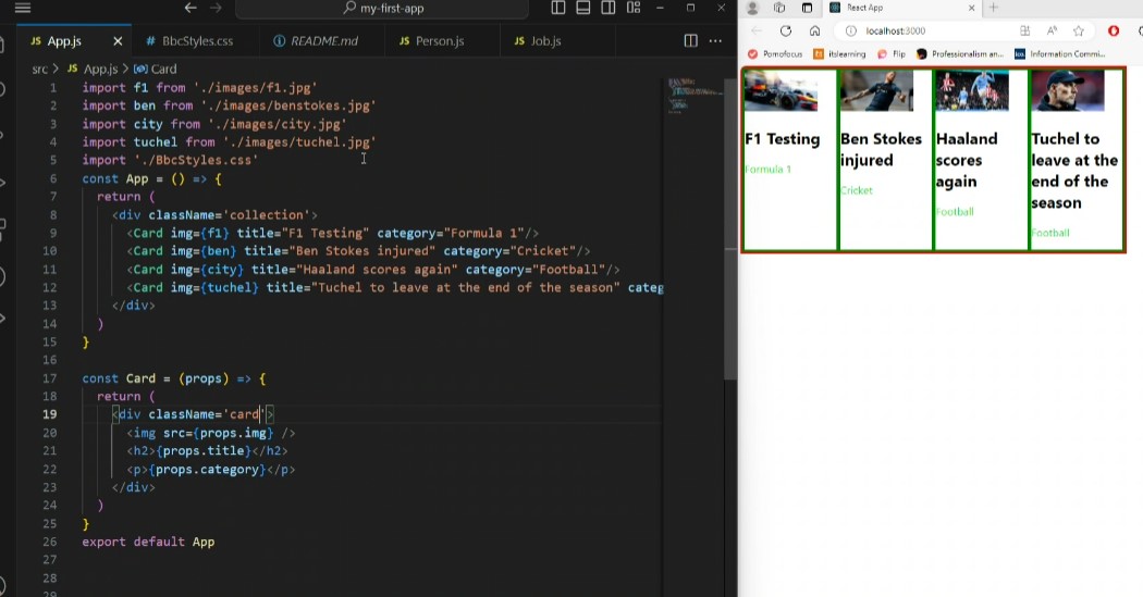 Code we were shown when recreating a BBC Sport lookalike.